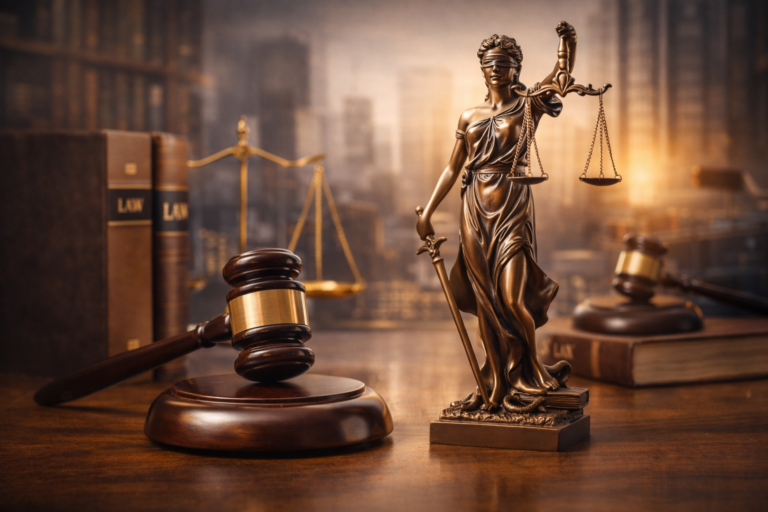 Symbols of justice in focus